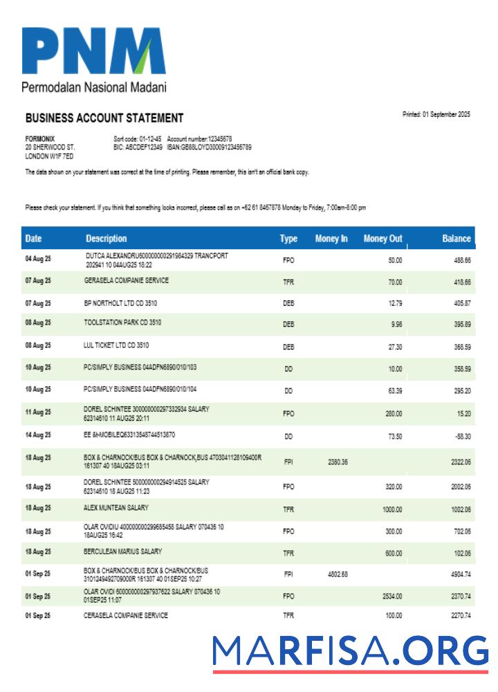 Downloadable Permodalan Nasional Madani business firm statement Word and PDF format download for verification